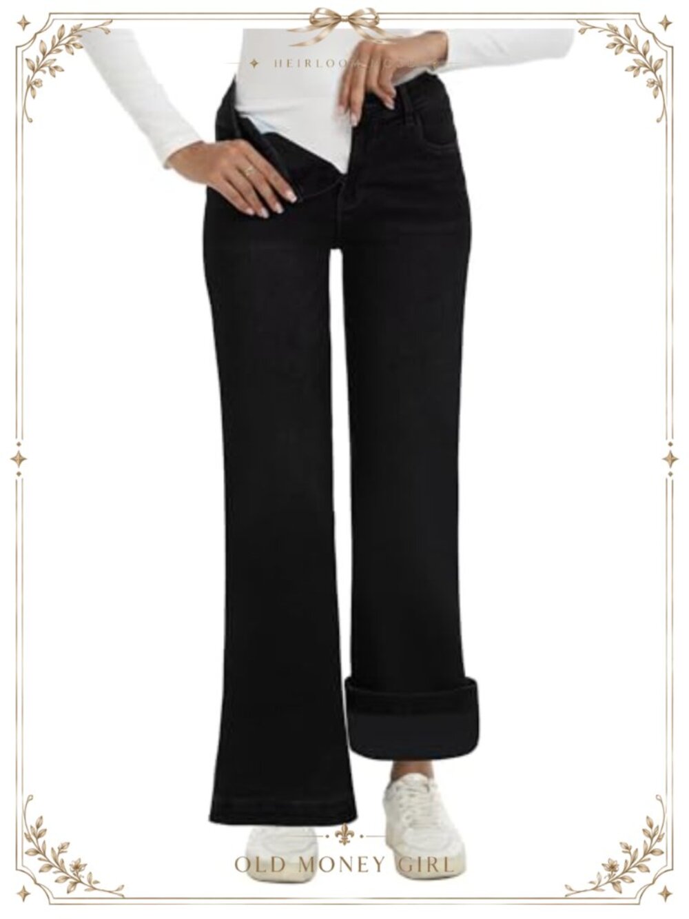 Fleece Lined High Waisted Flare Jeans Thermal Winter Wide Leg Stretch Denim